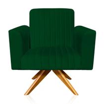 Poltrona Giratória Viena Gomada Verde Base Madeira Ma30 Poltrona Giratória Viena Gomada Verde Base Madeira Ma30