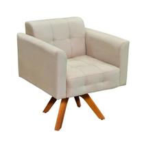 Poltrona gran elisa giratória suede bege pé madeira - pronta entrega / sofá - salão - tv - chesterfield