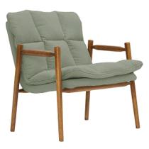 Poltrona Hermes Base Madeira Castanho Bouclé Verde Claro - Nexta Casa Poltrona Hermes Base Madeira Castanho Bouclé Verde Claro - Nexta Casa