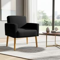 Poltrona Hope Decorativa Confortável Para Sala Quarto Recepção Tecido Suede Pés Palito