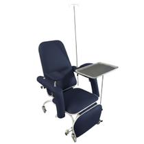 Poltrona Hospitalar Standard Coleta Com Suporte de Soro Perneira Independente Rodízios e Bandeja Azul Marinho Poltrona Hospitalar Standard Coleta Com Suporte de Soro Perneira Independente Rodízios e Bandeja Azul Marinho