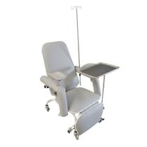 Poltrona Hospitalar Standard Coleta Com Suporte de Soro Perneira Independente Rodízios e Bandeja Cinza Poltrona Hospitalar Standard Coleta Com Suporte de Soro Perneira Independente Rodízios e Bandeja Cinza