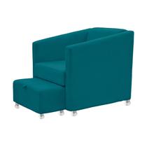 Poltrona ibis com puff - azul turquesa