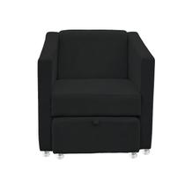 Poltrona Ibis com puff Preto para sala quarto recepção