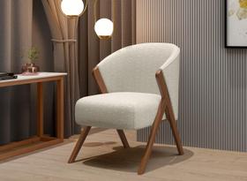 Poltrona Ibiza Elegante Tecido Bucle Pés em Madeira - LV MOVEIS