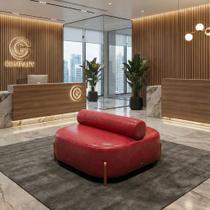 Poltrona Ilha Recepção material sintético Modena Vermelho Design Sofisticado Loja Consultório - Montanari s Decor