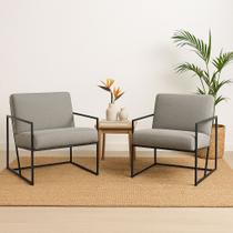 Poltrona Industrial, Decorativa, Sala e Recepção - Poltrona Flow Cinza Kit 2