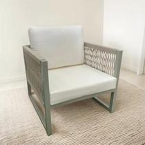 Poltrona Industrial Em Alumínio Revestido Em Corda Náutica