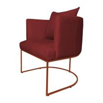 Poltrona Infinity Suede Bordo Base Metálica Cobre - Vallisa Decor