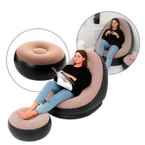 Poltrona Inflável Anatômica com Puff e Bomba de Enchimento Toque Aveludado