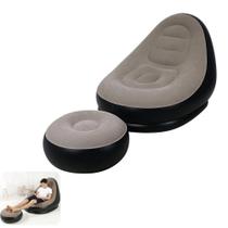 Poltrona Inflável Cadeira Espreguiçadeira Almofada Para Pés Ultra Lounge Com Pufe Sofá Cor Marrom