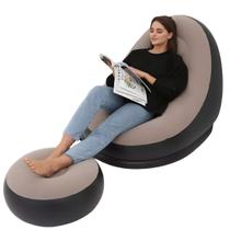 Poltrona Inflável Confort Lounge com Pufe Sofá Prático e Confortável com Encosto para os Pés para Relaxar em Qualquer Lugar