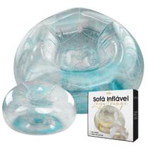 Poltrona Inflável Lazy Lounge Glitter Com Puff Vg Plus Azul