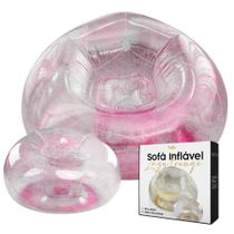 Poltrona Inflável Lazy Lounge Glitter Com Puff Vg Plus Rosa