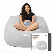 Poltrona Inflável Puff Lazy Fashion Aveludado Assento Pufe VG Plus Cinza