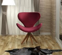 Poltrona Isis Cadeira Giratória Pé de Madeira Decoração, Sala, Escritório, Recepção