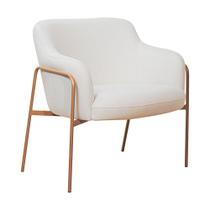 Poltrona Jade Base Aço Ouro Fosco Tecido Linho Off White - Nexta Casa