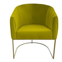 Poltrona Julia com base de ferro Sala de estar Escritório Recepção Clinica Suede Amarelo - D'Classe Decor