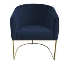 Poltrona Julia com base de ferro Sala de estar Escritório Recepção Clinica Suede Azul Marinho - D'Classe Decor