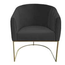 Poltrona Julia com base de ferro Sala de estar Escritório Recepção Clinica Suede Grafite - D'Classe Decor
