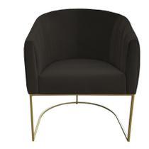 Poltrona Julia com base de ferro Sala de estar Escritório Recepção Clinica Suede Marrom - D'Classe Decor