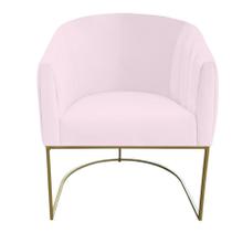 Poltrona Julia com base de ferro Sala de estar Escritório Recepção Clinica Suede Rosa Bebê - D'Classe Decor