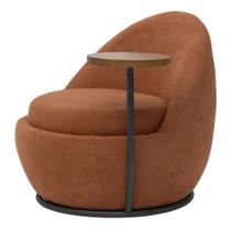 Poltrona Kaira Mesa Lateral Esquerda Base Fixa Preto Bouclé Terracota - Nexta Casa