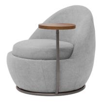 Poltrona Kaira Mesa Lateral Esquerda Base Fixa Titânio Bouclé Cinza Claro - Nexta Casa