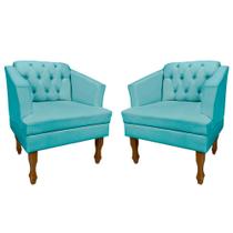 Poltrona Kit 02 Unidades Estofada Decorativa Leitura Sala Quarto Consultório Escritório Safira
