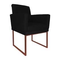 Poltrona Klara Suede Preto Base Metálica Industrial Cobre - Belliv Decor