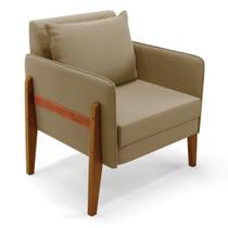 Poltrona Lana Suede Marrom Rato Base de Madeira - D'Rossi