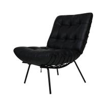 Poltrona Laura 65cm Couro Preto - Sallar Home
