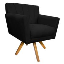 Poltrona Laura Base Giratória de Madeira Suede Preto - Doce Sonho Móveis Poltrona Laura Base Giratória de Madeira Suede Preto - Doce Sonho Móveis