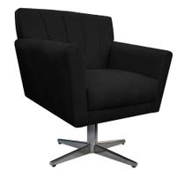 Poltrona Laura Base Giratória de Metal Suede Preto - Doce Sonho Móveis
