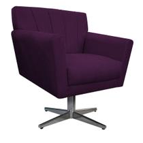 Poltrona Laura Base Giratória de Metal Suede Roxo - Doce Sonho Móveis Poltrona Laura Base Giratória de Metal Suede Roxo - Doce Sonho Móveis