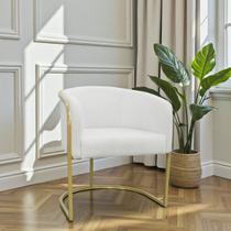 Poltrona Laura Decorativa Luxo Base de Ferro Dourado Moderno Bouclé