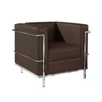 Poltrona Le Corbusier Cromado em Couro Natural Marrom Poltrona Le Corbusier Cromado em Couro Natural Marrom