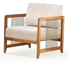 Poltrona Lene Estofada com Braço Corda Rami Madeira Cedro 82cm - 70746 Poltrona Lene Estofada com Braço Corda Rami Madeira Cedro 82cm - 70746