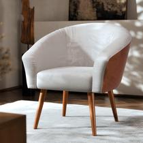 Poltrona Lerida Estofada Para Salas De Estar E Recepções De Escritórios Cor Nature Branco