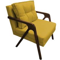 Poltrona Lia Braça de Madeira material sintético Amarelo - Dominic Decor Poltrona Lia Braça de Madeira material sintético Amarelo - Dominic Decor