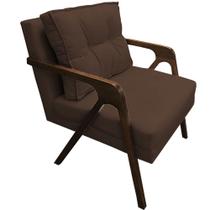 Poltrona Lia Braça de Madeira material sintético Marrom - Dominic Decor