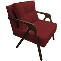 Poltrona Lia Braça de Madeira material sintético Vinho - Dominic Decor