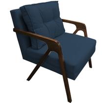 Poltrona Lia Braça de Madeira Suede Azul Royal - Dominic Decor