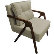 Poltrona Lia Braça de Madeira Suede Bege - Dominic Decor