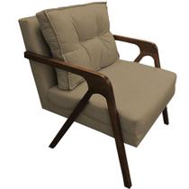 Poltrona Lia Braça de Madeira Suede Cappuccino - Dominic Decor