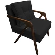 Poltrona Lia Braça de Madeira Suede Preto - Dominic Decor