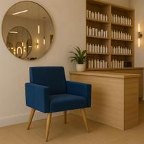 Poltrona Lina Decorativa Suede Luxo Sala Recepção Escritório Moderna Conforto Design Sofisticado