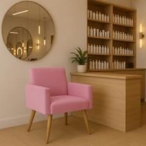 Poltrona Lina Decorativa Suede Luxo Sala Recepção Escritório Moderna Conforto Design Sofisticado