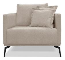 Poltrona Lisboa Linho Com Pés Reforçado Em Aço Preto Bz