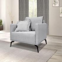 Poltrona Lisboa Linho Com Pés Reforçado Em Aço Preto Bz